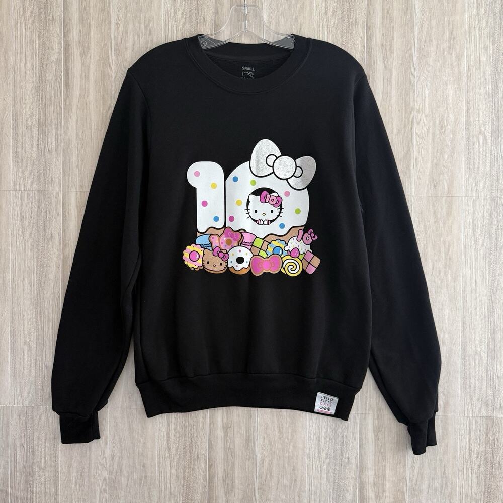 Hello Kitty Sweatshirt Womens Small Cafe Truck 10th Year Anniversary Black